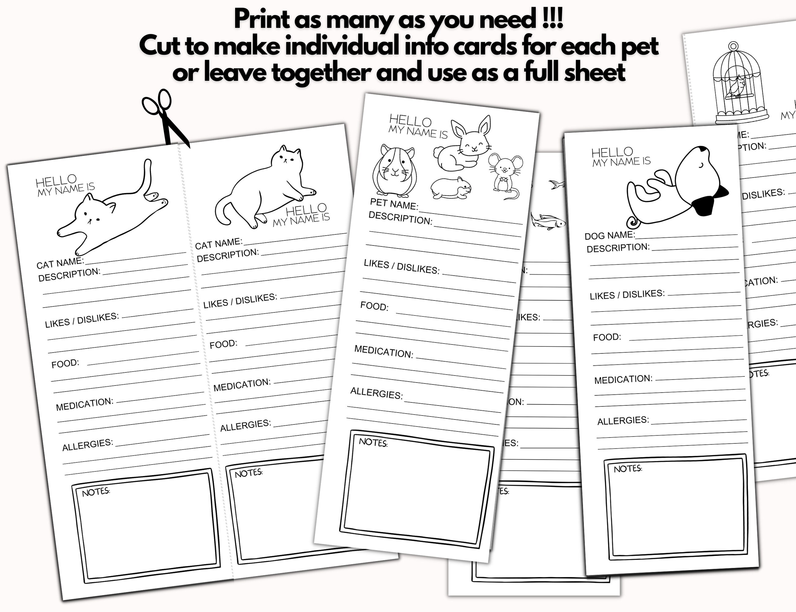 Printable Pet Sitter Notes Checklist for Pet and House - Etsy