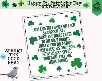 Shamrock Holy Trinity - 2 Corinthians 13:14, St. Patrick's Day Bible Verse Cards, Christian Tracts to pass out, Christian St. Particks Day