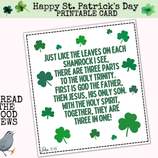 Shamrock Holy Trinity - 2 Corinthians 13:14, St. Patrick's Day Bible Verse Cards, Christian Tracts to pass out, Christian St. Particks Day