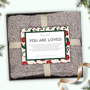 Kerstgebedsjaal Tags, sjaal of sjaal, afdrukbare gebedssjaal tag, tags voor gebedssjaal, gezegend gebedssjaal, comfort sjaal cadeaukaartje