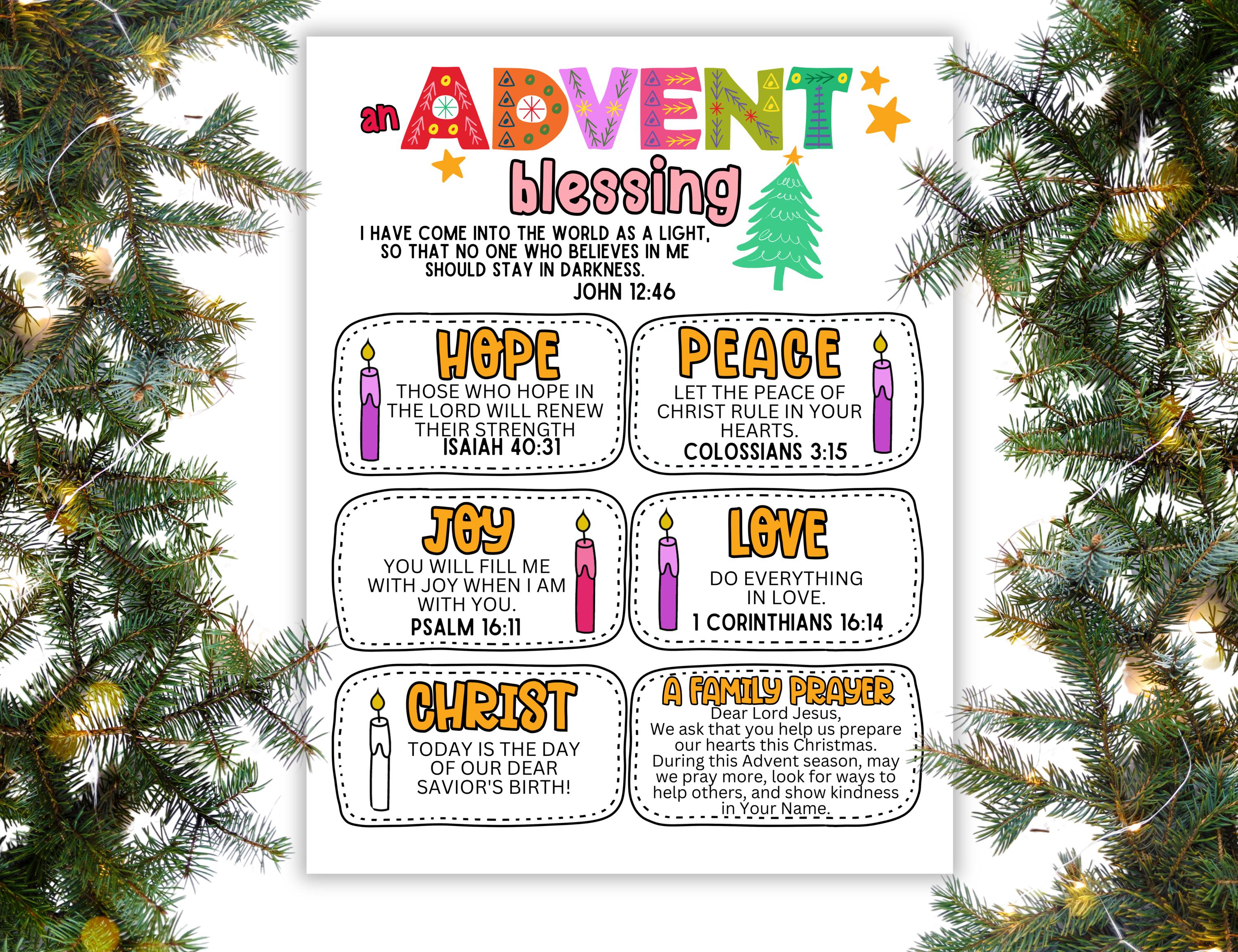Advent Prayer, Advent Blessing Printable, Advent gift for Church, Advent Church, Advent Gift, Advent Prayer Printable, Kids Advent Activity