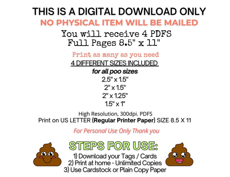 Positive Poo Signs for Crochet Poo, Printable Positive Poo Cards ...