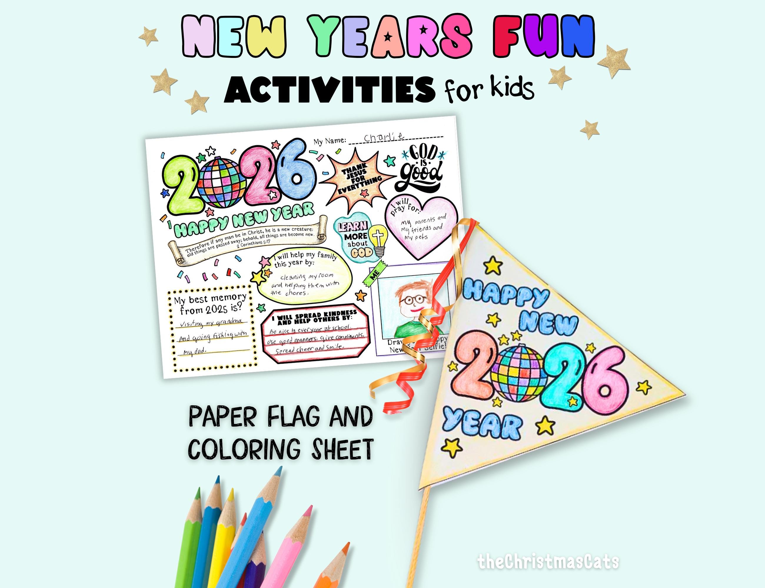 New Years Bible Craft for Kids, Coloring Activity Sheet and Paper…