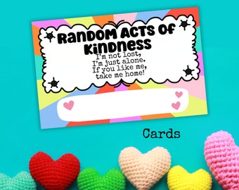 Random Acts of Kindness Cards, RAOK Tags for Crochet Animals, Bag Cards for Random Acts of Crochet kindness, I'm Not Lost, I'm Just Alone