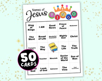 Names of Jesus Bingo Game, Printable Christian Game for Church Party or Game Night, Bible Bingo, Church Bingo, Kids Sunday School Activity