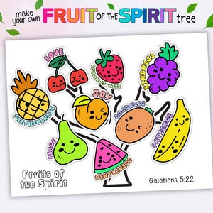 Fruit of the Spirit Bible Lesson Coloring Activity for Kids, Fruits of the Spirit Tree Coloring Sheet Bible Verse Galatians 5:22 Holy Spirit