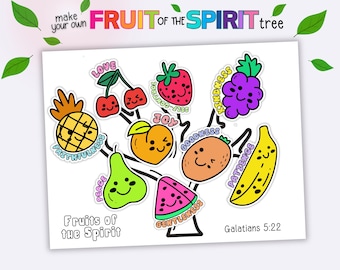 Fruit of the Spirit Bible Lesson Coloring Activity for Kids, Fruits of the Spirit Tree Coloring Sheet Bible Verse Galatians 5:22 Holy Spirit