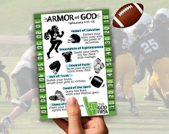 Rüstung Gottes Sportkarte für Fußball, christliches Sportgebet für Kinder, Athletengebet für vor dem Spiel, Kirchensportdienst, Sportfest