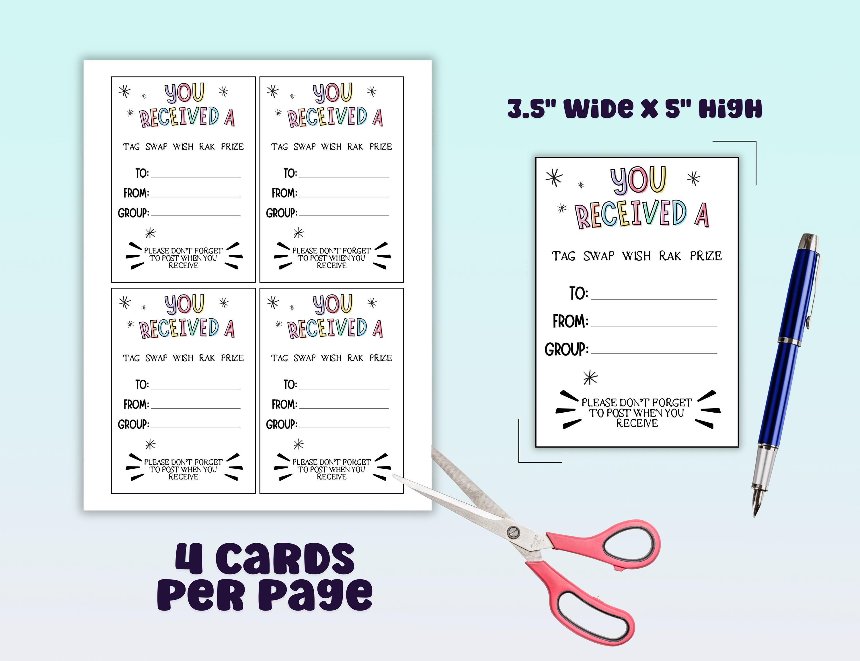 Tagging Rak Fail Happy Mail Swap Inserts, Tag Inserts, Craft Group Insets for Tag Swap ...