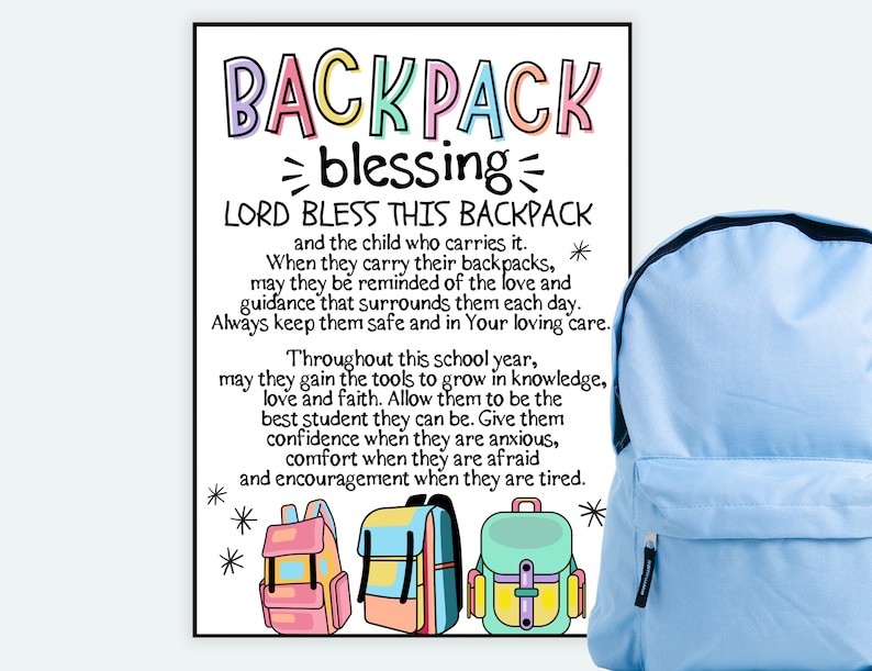 Backpack Blessing Kit, Back to School Blessing, Backpack Prayer, First ...