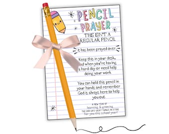 Etichetta con preghiera a forma di matita, kit per la benedizione dello zaino, benedizione del ritorno a scuola, preghiera per lo zaino, etichette regalo per il primo giorno di scuola, regalo per la scuola cristiana