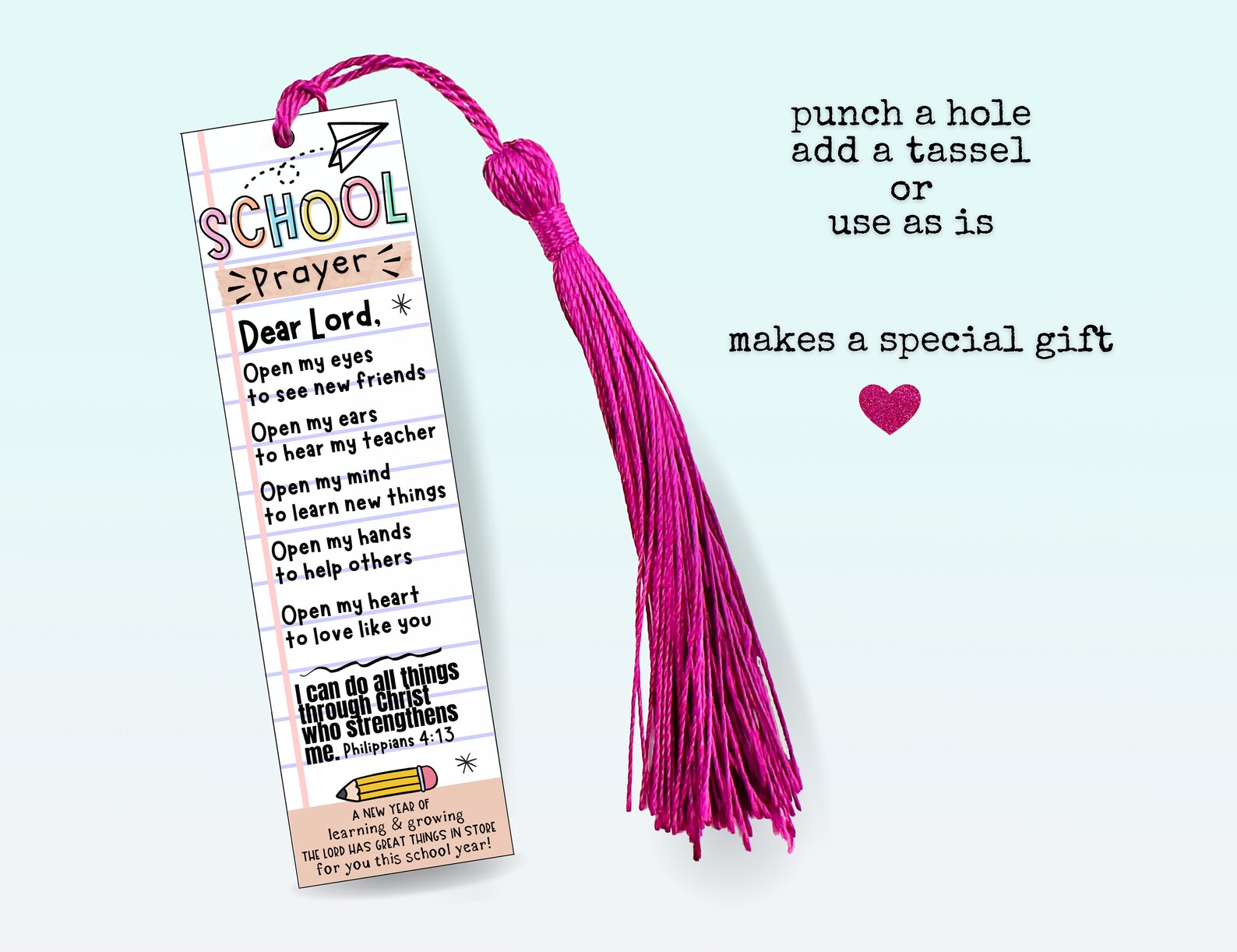 First Day of School Prayer Bookmark, Backpack Blessing Bookmark, Back ...