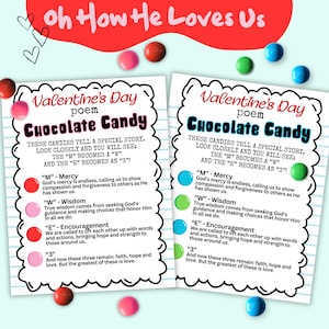 Tarjetas con poemas de chocolate y dulces para el día de San Valentín, oraciones para el día de San Valentín, tarjetas cristianas para el día de San Valentín en escuelas, tarjetas religiosas para el día de San Valentín en el aula