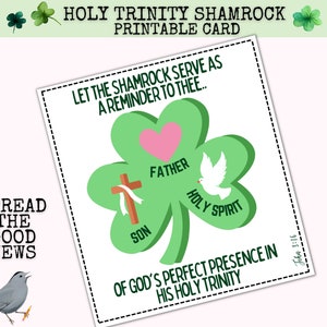 Shamrock Holy Trinity - Cartões de versículos bíblicos do Dia de São Patrício, Pai, Filho e Espírito Santo Trevo de 3 folhas, folhetos cristãos para distribuir