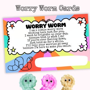 Worry Worm Cards voor gehaakte wormen en willekeurige daden van vriendelijkheid Wormen, The Worry Worm Gedicht Tags Kaarten voor tassen Worry Worm Gift Tags