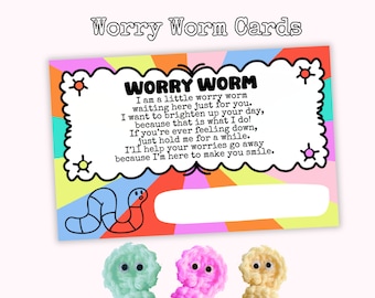 Worry Worm Cards for Crochet Worms and Random Acts of Kindness Worms, The Worry Worm Poem Tags Cards for Bags Worry Worm Gift Tags