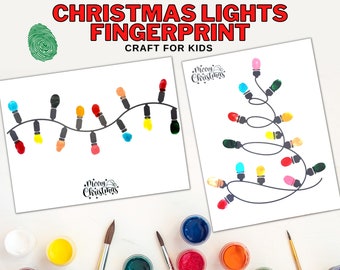 Christmas Tree Lights Fingerprint Craft, Thumbprint Craft for Kids, Christmas Craft