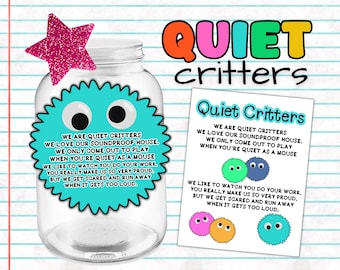 Placa com poema "Quiet Critter" para Jar, Frases de gerenciamento de comportamento em sala de aula, Frases carinhosas, Placa "Quiet Critter" para professores, Weepuls para a escola