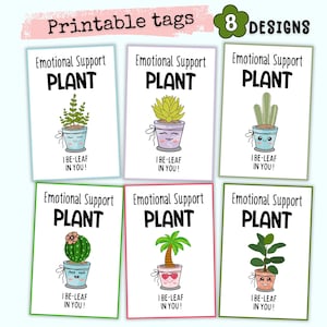Etiquettes végétales de soutien émotionnel, Enseignes imprimables pour plantes au crochet, Enseignes végétales Amigurumi, Etiquettes cadeaux pour plantes faites main, Carte plante imprimable