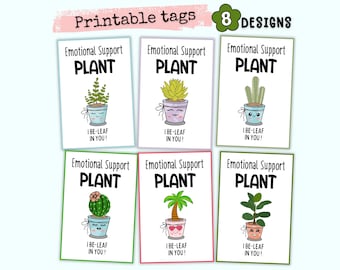 Emotional Support Plant Tags, Printable Signs for Crochet Plants, Amigurumi Plant Signs, Gift Tags for Handmade Plants, Printable Plant Card