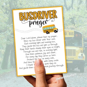 Bön för busschaufför, present till uppskattning av busschaufför, skolbusschaufförskort, presentidéer för busschaufförer, kort till busschaufför från barn