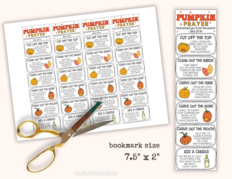 Pumpkin Prayer Bookmark, Pumpkin Gospel, Trunk or Treat ideas, Pumpkin Carving Christian Halloween, Halloween Pumpkin Prayer Christian image 3