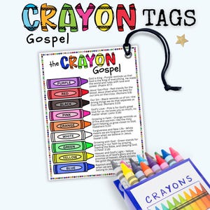Buntstift-Evangelium-Plan der Erlösung druckbare Geschenkanhänger, Buntstift-Bibel-Vers-Geschenkanhänger für christliche Schule oder Kirche, Segensanhänger für die Schule