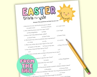 Easter Trivia Game for Kids Printable Easter Story Game Sunday School Easter Game, Christian Easter Trivia Game Church Activity for Kids