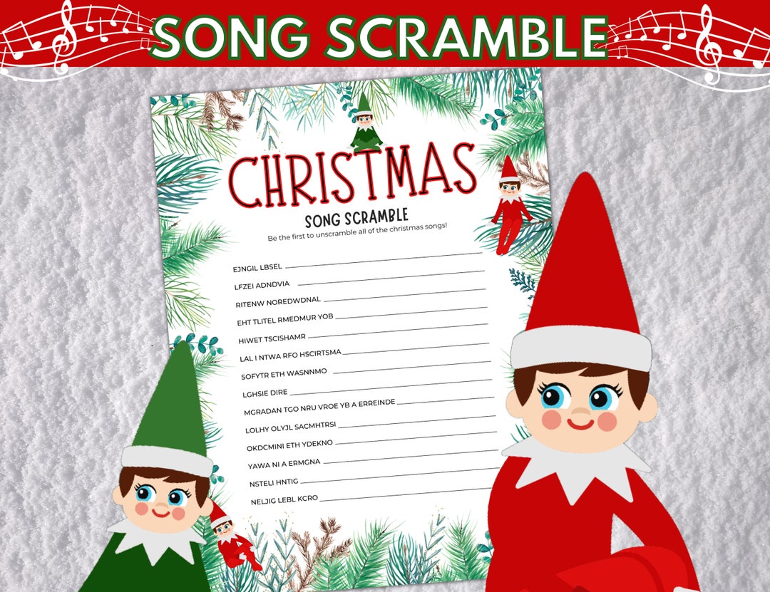 Christmas Song Scramble Game, Guess the Christmas Carol Game, Elf ...