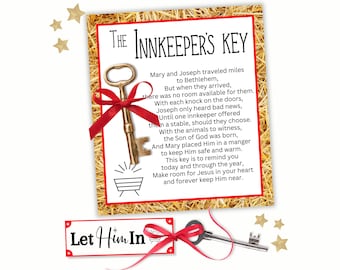 The Innkeeper's Key, Innkeepers Key Ornament Card and Tag, Let Him in Tag, Inn Keepers Key, Christmas Key Story, Let Him in Key, DIY Key