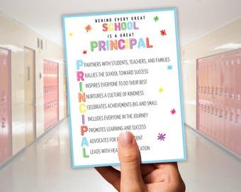 Principal Appreciation Card, Principal Thank You Tags, Principal Retirement Card, Principal Birthday Card, School Principal Gift