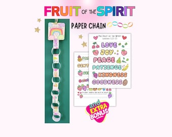 Fruit of the Spirit Paper Chain Printable Craft for Kids, Bible Lesson Coloring Activity, Fruits of the Spirit Coloring Sheet Sunday School