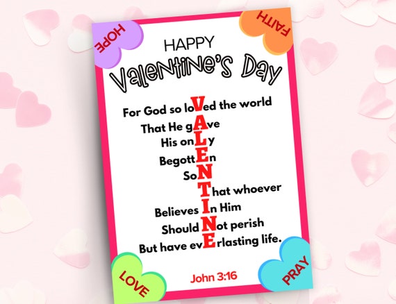 Valentine Love - John 3:16 Prayer Card Valentine Love - John 3:16 Prayer Card