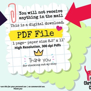 Pode incluir: Um arquivo PDF imprim&iacute;vel com um design de gato de Natal, dispon&iacute;vel para download digital. O arquivo mede 8,5 polegadas por 11 polegadas e tem uma alta resolu&ccedil;&atilde;o de 300 dpi. O texto "You will not receive anything in the mail. This is a digital download. PDF File 1 page - paper size 8.5" x 11" High Resolution, 300 dpi Pdfs Thank you for checking out my shop Please only use this for your personal use | no commercial use. Thank you the Christmas Cats" est&aacute; inclu&iacute;do na imagem.