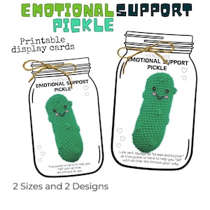 emotionale Unterstützung Pickle Display Karten, Tags für Crochet Pickles, häkeln Pickle Tags positive Pickle Glas geformte Display Karten für Pickles