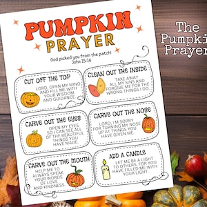 Pumpkin Carving Christian Halloween Activity, Pumpkin Prayer for Halloween Christian Handout, Christian Activities for Kids on Halloween