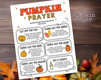 Pumpkin Carving Christian Halloween Activity, Pumpkin Prayer for Halloween Christian Handout, Christian Activities for Kids on Halloween