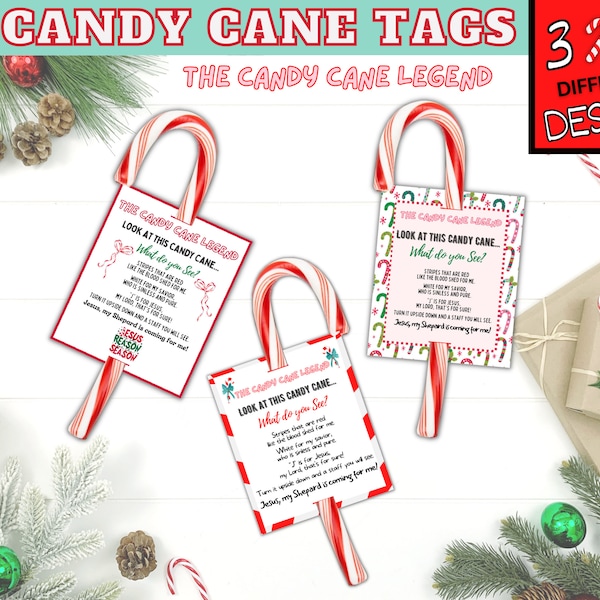 Candy Cane Story, Candy Cane Tags, The Story of the Candy Cane, The Legend of the Candy Cane, Printable Christmas Christian Tags, tracts