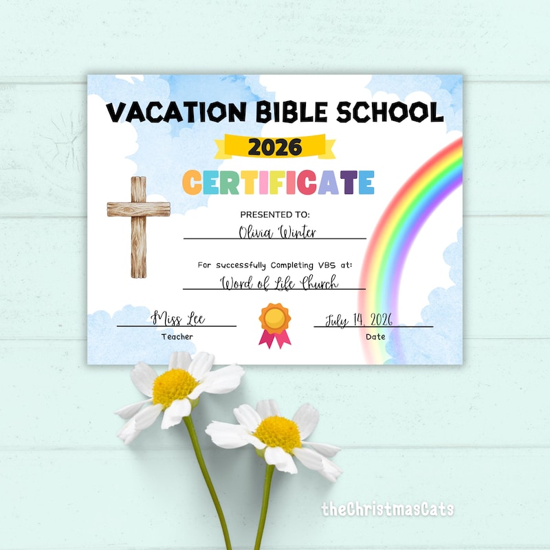 Vacation Bible School Ribbons For Graduation Vacation Bible School Certificate - Etsy