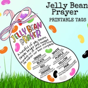 Jesus Jelly Bean Prayer Tag Easter Treat Handout for Kids, Church / School Tags for Easter, Christian Easter Tags, Easter Tag Jelly Beans