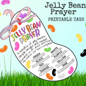 Jesus Jelly Bean Prayer Tag Easter Treat Handout for Kids, Church / School Tags for Easter, Christian Easter Tags, Easter Tag Jelly Beans