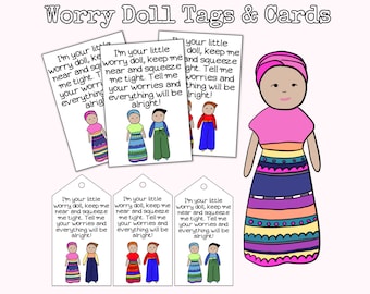 Worry Doll Tags & Cards, Worry Doll Card for Little Guatemala Doll, Little Mexican Doll, Worry Doll Poem, The Legend of The Worry Doll