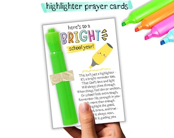 Textmarker-Gebetsanhänger, Zurück zu Schulgebets-Tag, Textmarker-Tags für Studenten, Schulrucksack-Segen-Kit, Bleistift-Gebetsanhänger