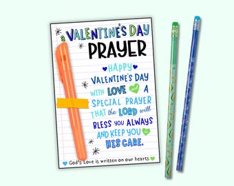 Valentines Day Prayer Cards, Christian School Valentine Cards, Religious Valentine's Cards for Classroom, Non Candy Valentine Cards for Boys