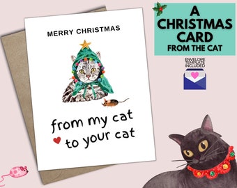 From My Cat to Your Cat Christmas Card! Merry Christmas from the Cats, Cat Christmas Cards, 5x7 Printable from the Cat Card