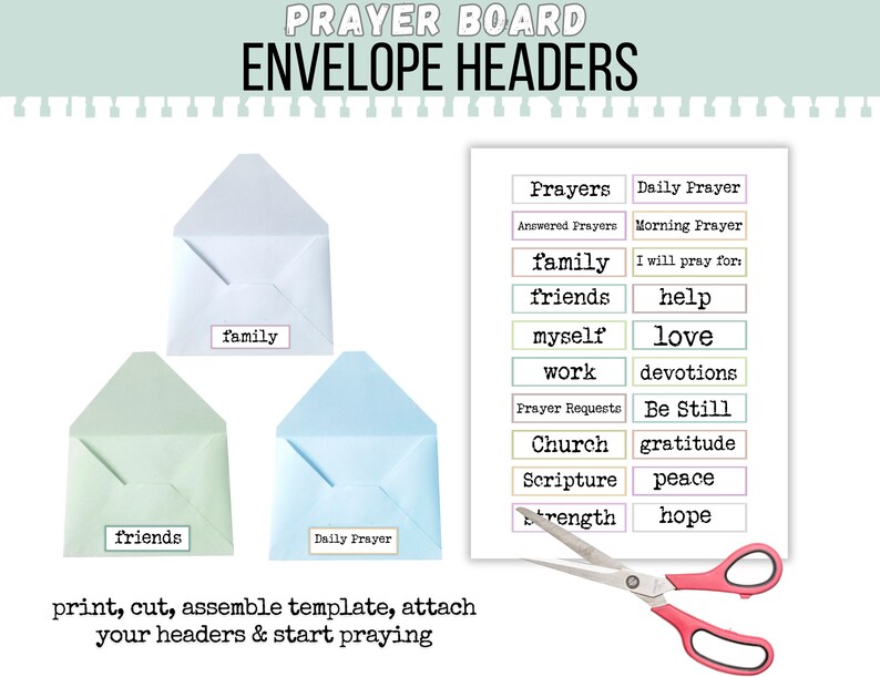 Prayer Board Kit, Prayer Board Envelopes & Headers, Printable Christian ...