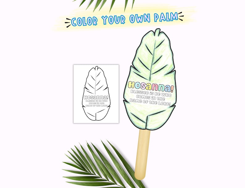 Palm Sunday Craft Activity for Kids Holy Week Activity, Palm Sunday Coloring Download Printable Easter Story Coloring Craft Christian Easter image 1