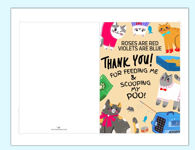 Pet Sitter Printable Card Funny Card for Cat Sitter - Etsy