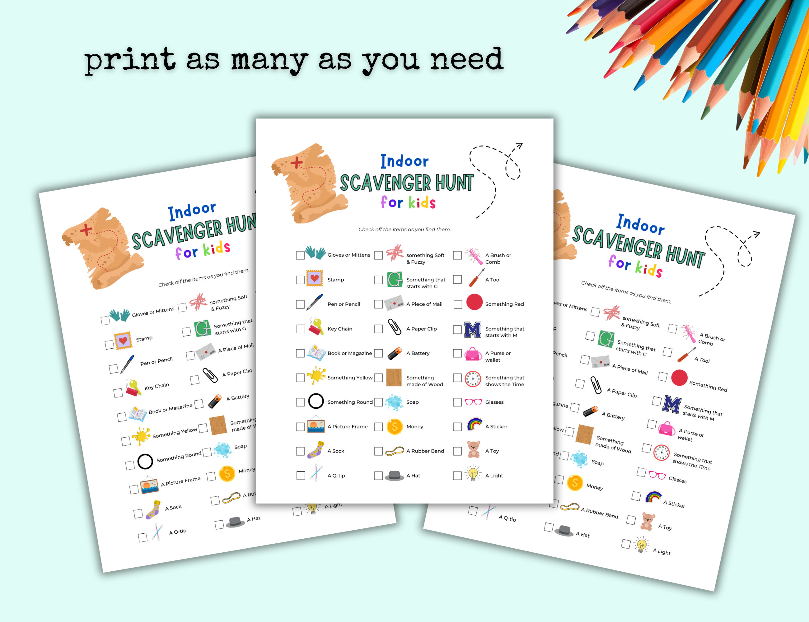 Kids Indoor Rainy Day Scavenger Hunt Printable Indoor Treasure Hunt for ...
