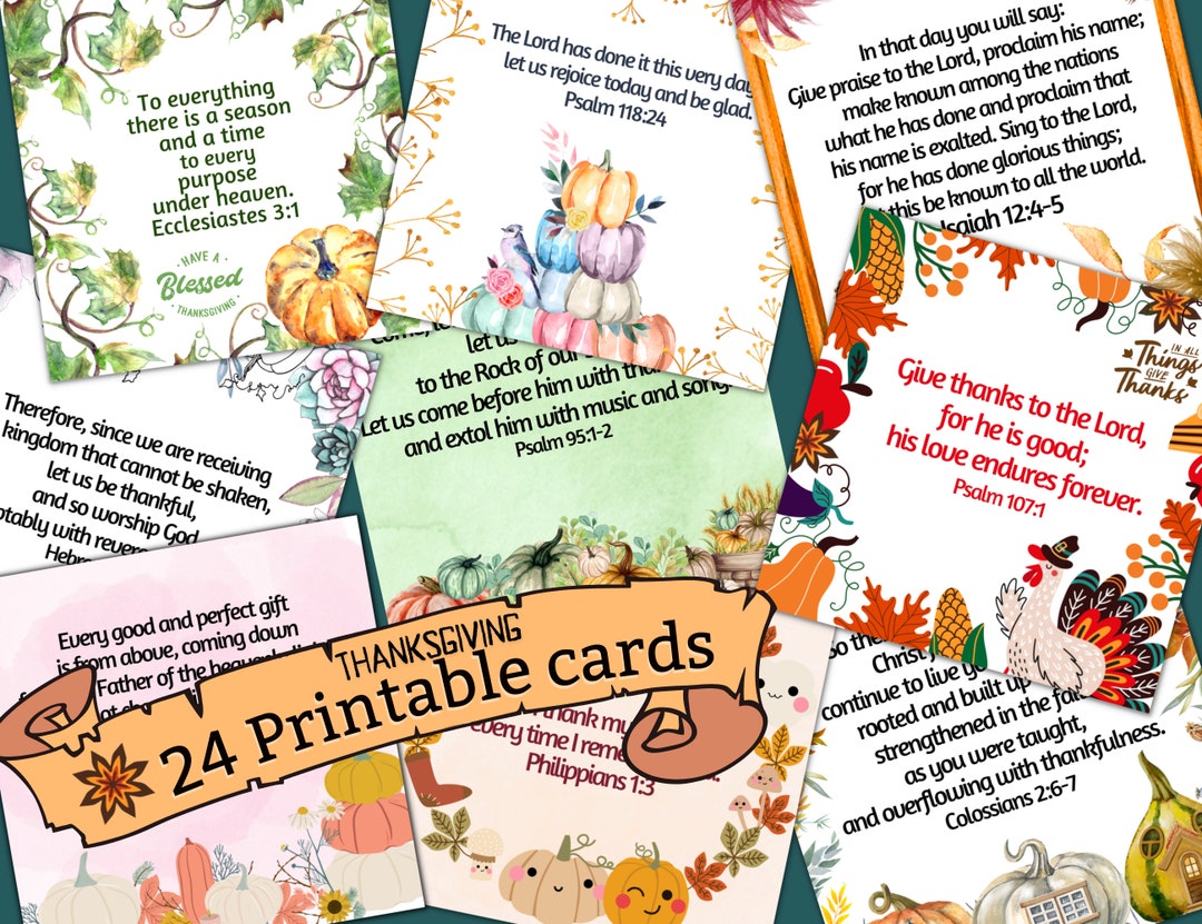 Christian Thanksgiving Bible Verse Cards, Printable Scripture Cards ...